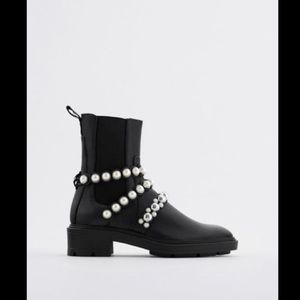 Zara Peral Strap Low Heeled Leather Ankle Boots